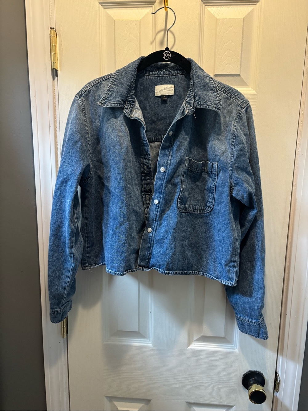 Universal Thread Blue Denim Shirt with Script Label
